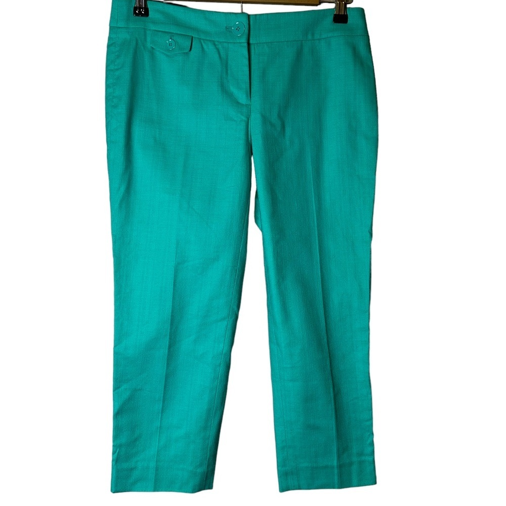 LOFT Petite Riviera Crop Pants Turquoise Career Preppy Coastal Chic NWT S